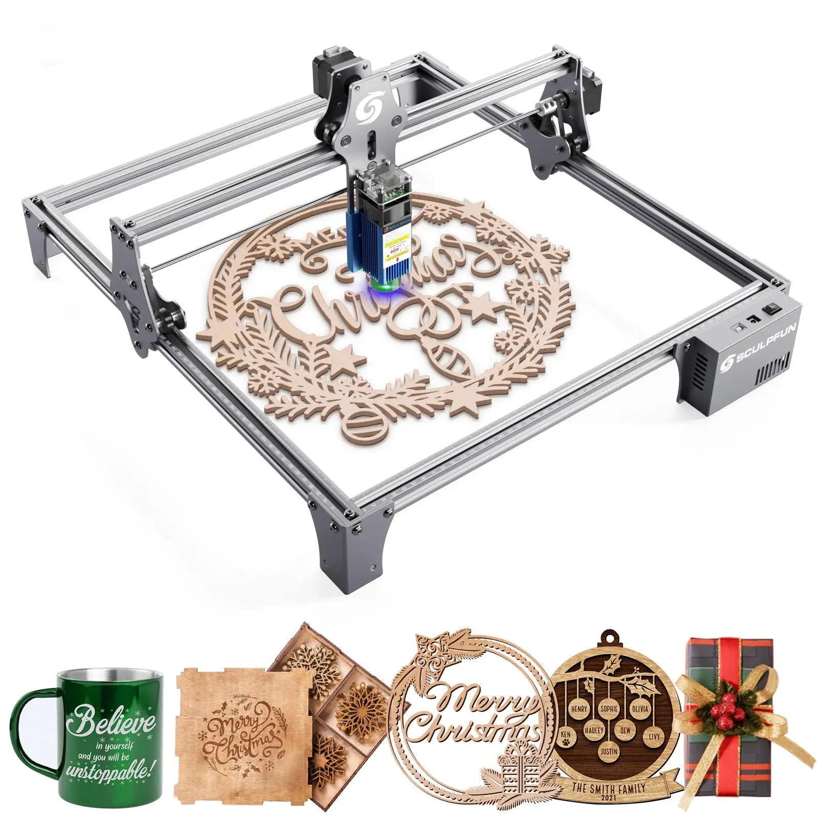 SCULPFUN S6 PRO 60W Desktop Woods Cutting Machine Mini Laser Engraving Machines for Rubber Stamp