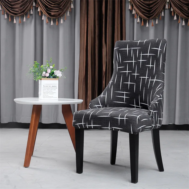 Fabric Elastic Wing-Shaped Leisure Chair Cover Hotel Restaurant Curved Seat Cover Washable Wingback Dining Chair Slipcover