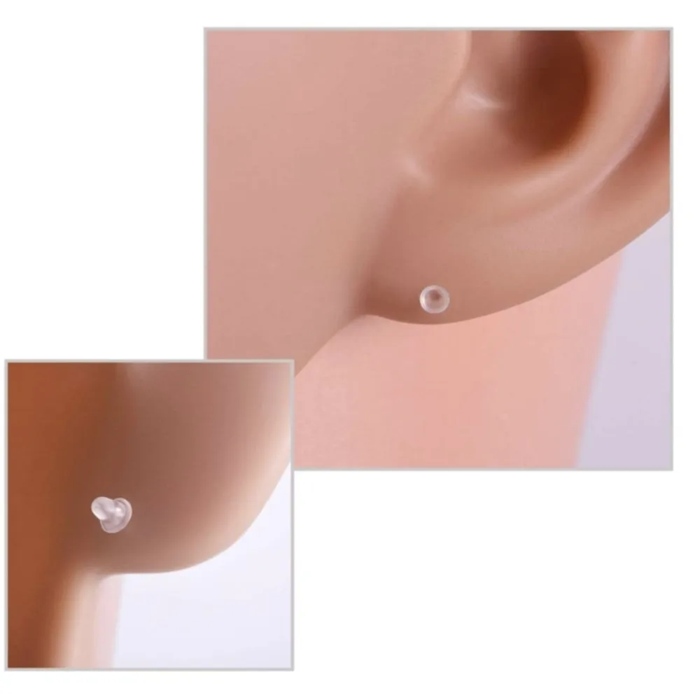 100pcs White Hypoallergenic Earrings Plastic Clear Ear Pins Needle and Resin Earring Backs DIY Earrings Accessories Sports Work