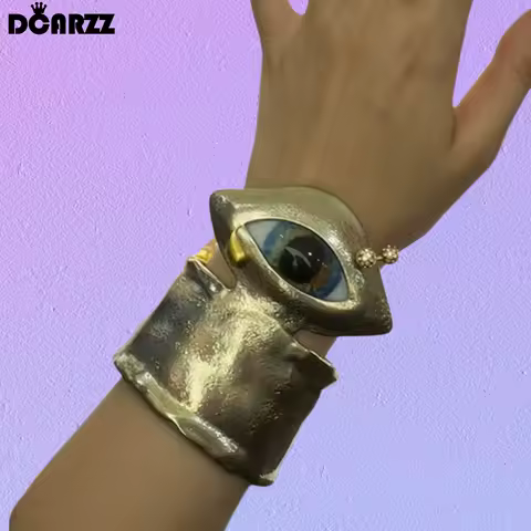 DCARZZ Exaggerated Blue Eyes Cuff Bracelet Punk Jewelry Hand Open Bangles Accessories for Women Girls Funny Gifts
