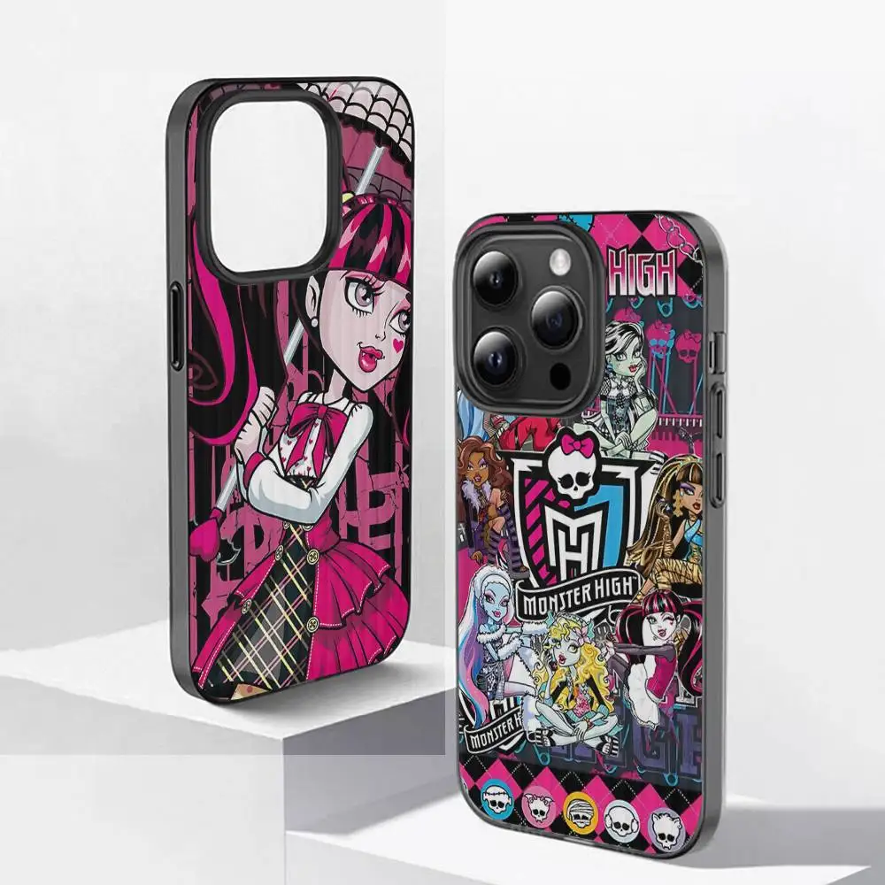 

Cartoon M-monster Classic High Phone Case For IPhone 16 15 17 Pro 11 12 13 14 Pro Max Plus Soft Ripple Silicone Cover Shell