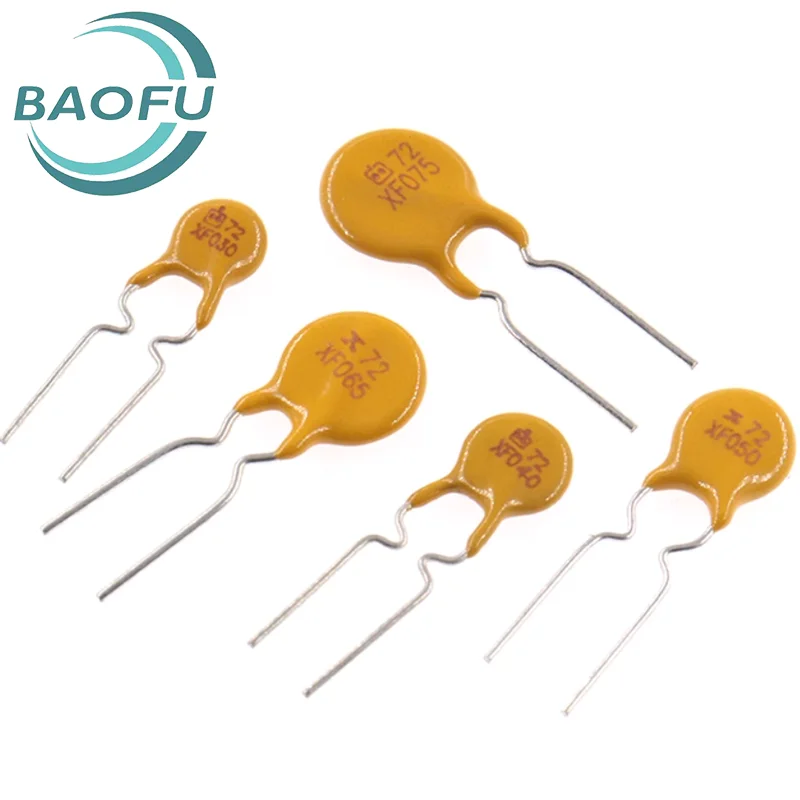 10pcs straight insertion self recovery fuse tube 72V 0.2/0.3A/0.5A/0.9/1.135/1.85/3.75A