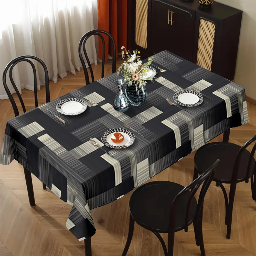 VIKAMA Light Luxury Simple Geometric Pattern Tablecloth Kitchen Table Decoration Waterproof Tablecloth Home Decoration