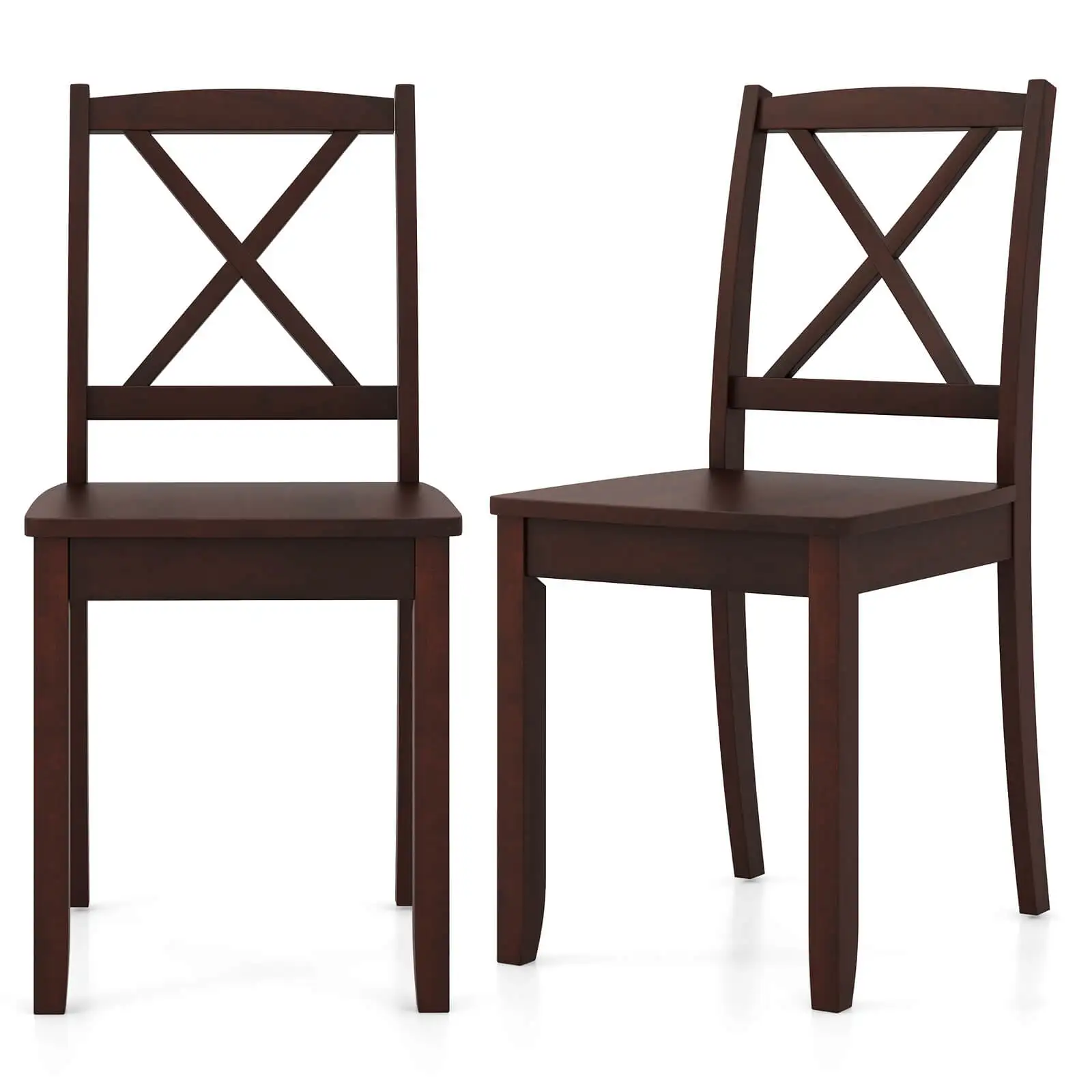 

Dining Chair Set of 2 Kitchen Side Chairs w/ Rubber Wood Legs & Cross Back