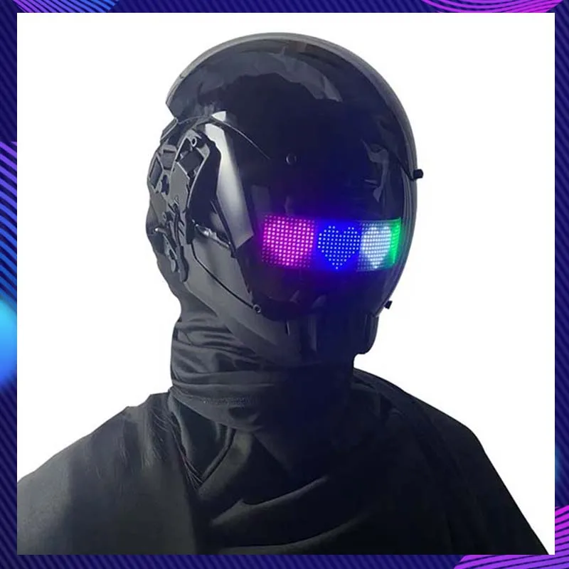 Cyber Punk Mask Halloween Cosplay Costumes Sci-Fi Mechanical Mask With Screen Mech Mask Carnival Comic-Con Party Bar Coser Props