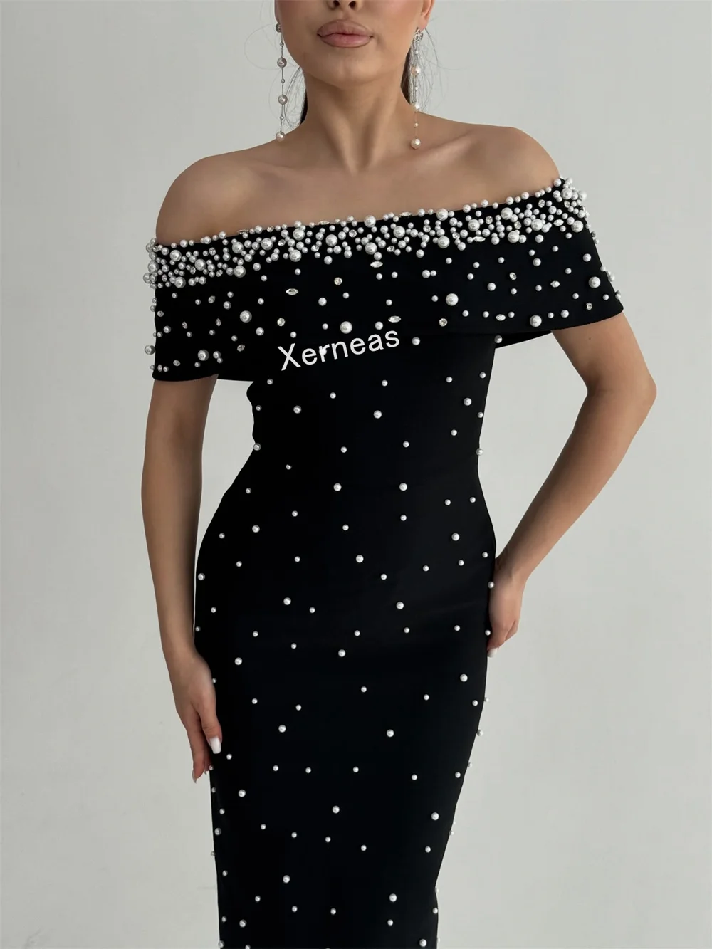 Vestidos largos con hombros descubiertos y cuentas brillantes personalizados, vestido de noche Formal, vestido de fiesta elegante para ocasiones a medida