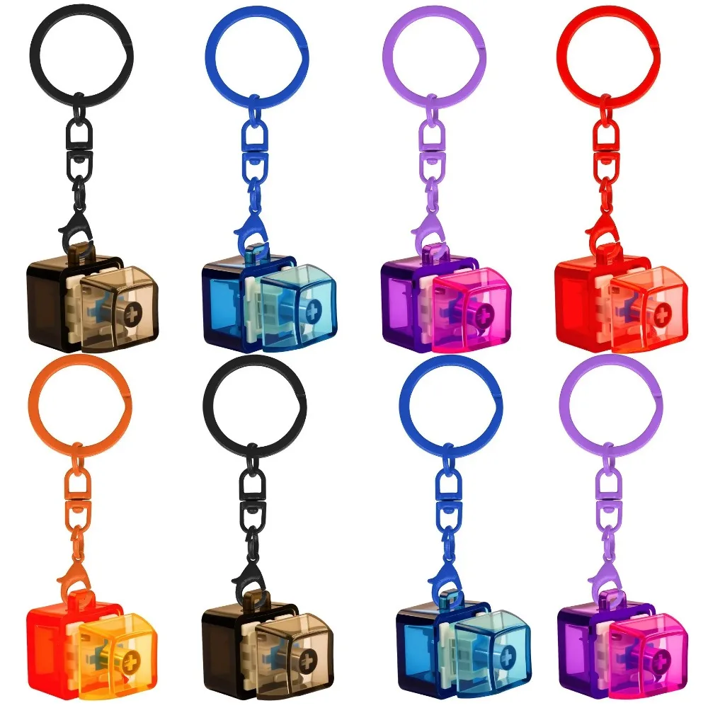 Single Mechanical Keyboard Keychain Keycap Crystal Clear Finger Keyboard Transparent Key Button Clicker Decompression Gadget