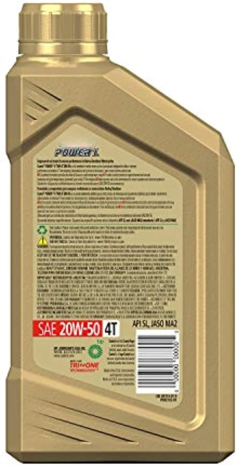 Castrol Power1 4T 10W-50 Full Synthetic Motorcycle Oil, 1 Quart, Pack of 6