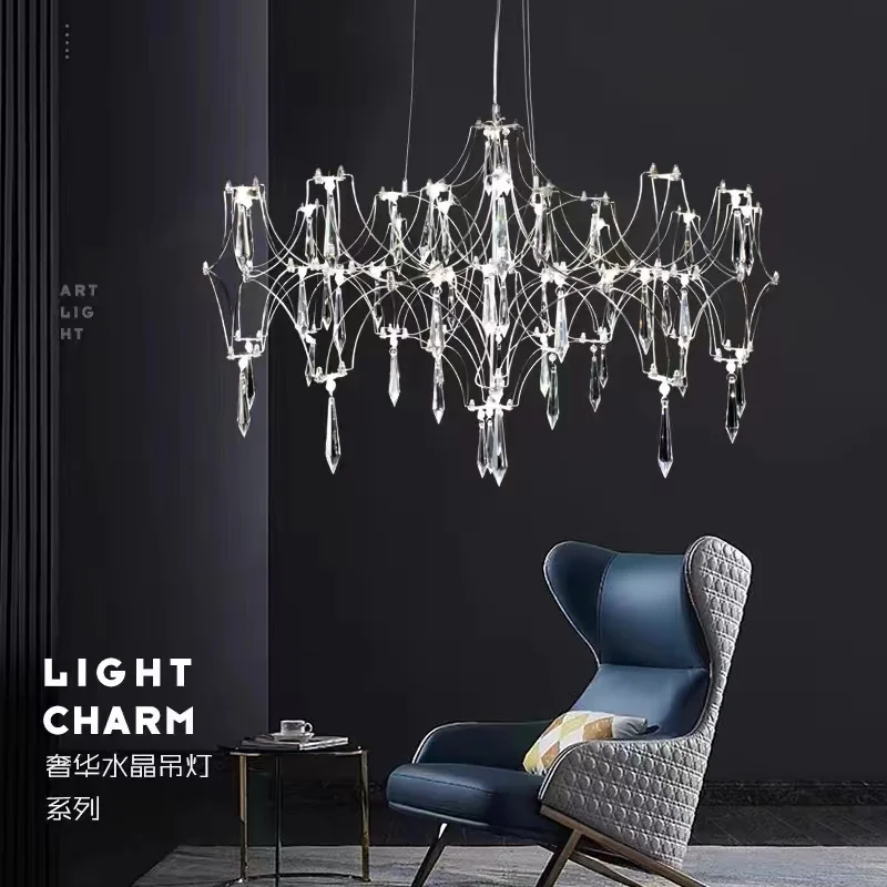 Starry Crystal Ceiling lamp Living Room Light Luxury Modern Hotel Villa Duplex Floor Bedroom Restaurant Fireflies  Ceiling lamp