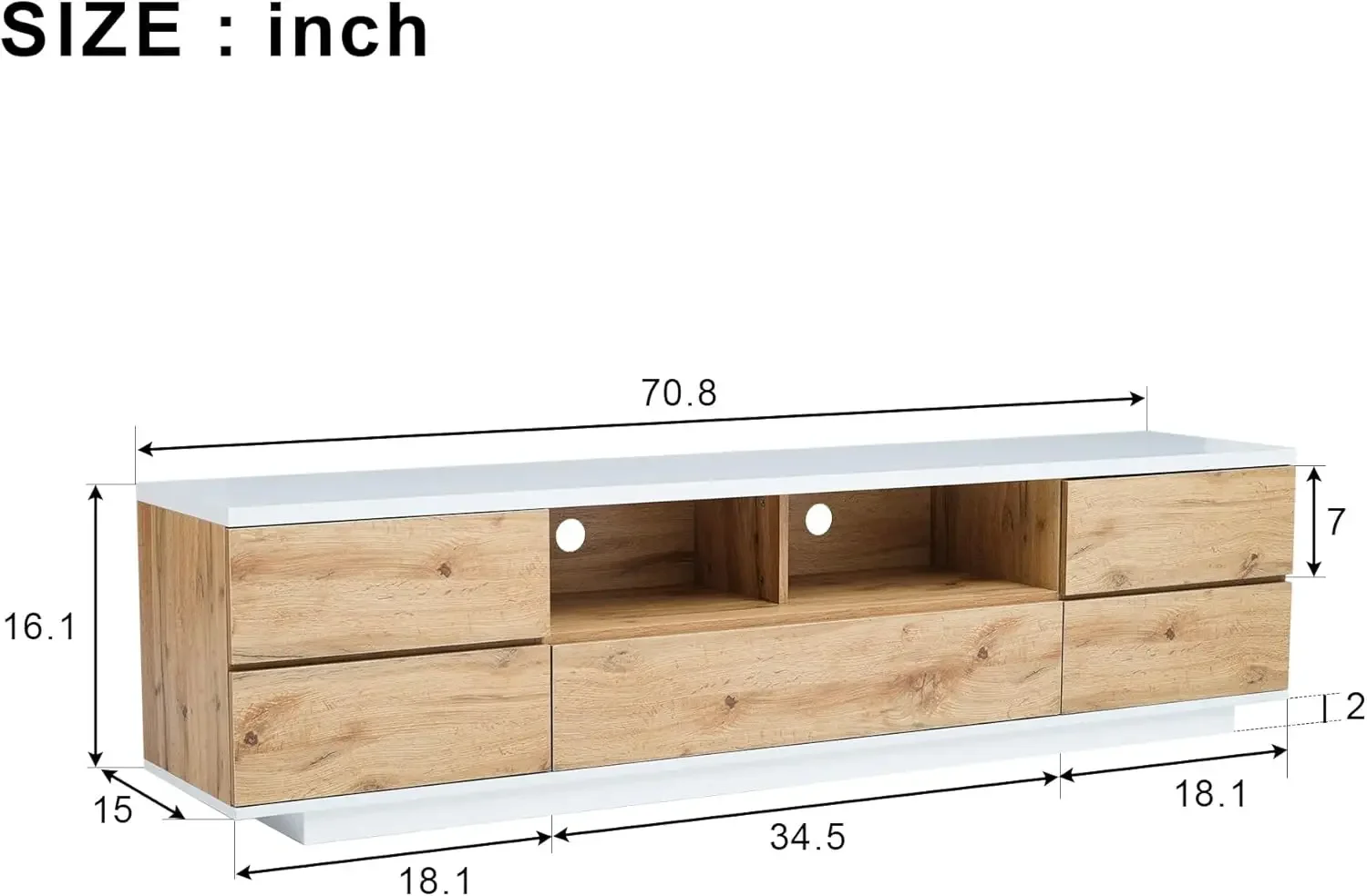 Modern TV Stand with 3 Cabinets Open Shelves Minimalist Wooden Entertainment Center for TVs Up to 80 Sturdy TV Console Living Ro