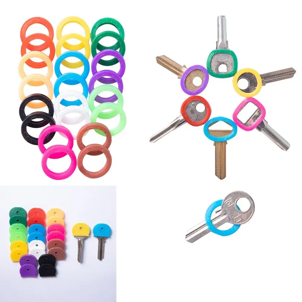 High Quality Elastic Key Cap Multicolor Key Accessories Key Toppers Soft Silicone Key Ring Cover