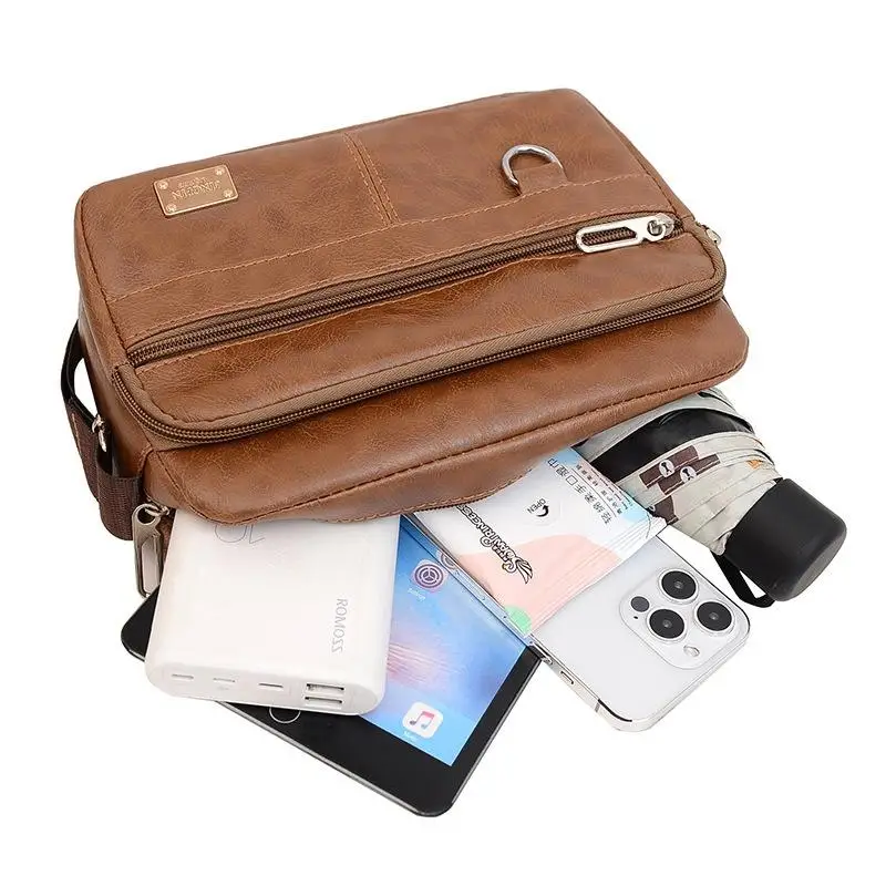 حقيبة جلدية للرجال حقيبة كتف رسول حقائب كروسبودي حقائب يد ذات سعة كبيرة حقيبة عمل متعددة الوظائف