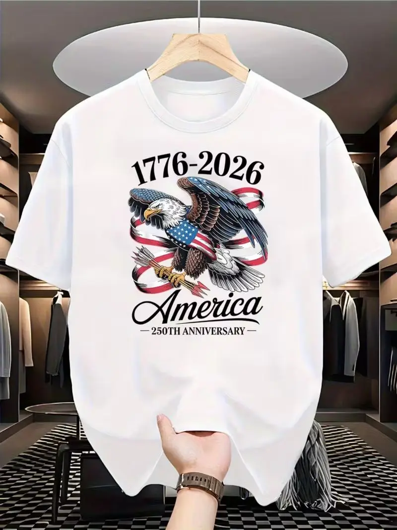Men's & Women's 250Th Anniversary American Flag T-Shirt (1776-2026) Eagle & Round Neck Shirt For July 4Th Independence Day Gifts