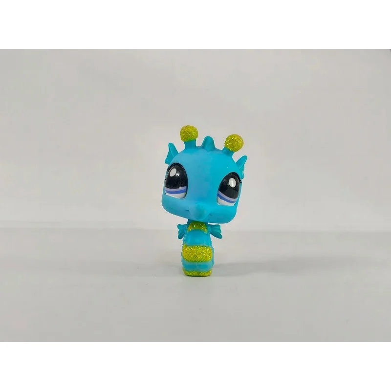 Figurine LPS paillettes hippocampe bleu vert # 2214 Mini jouet pour animalerie