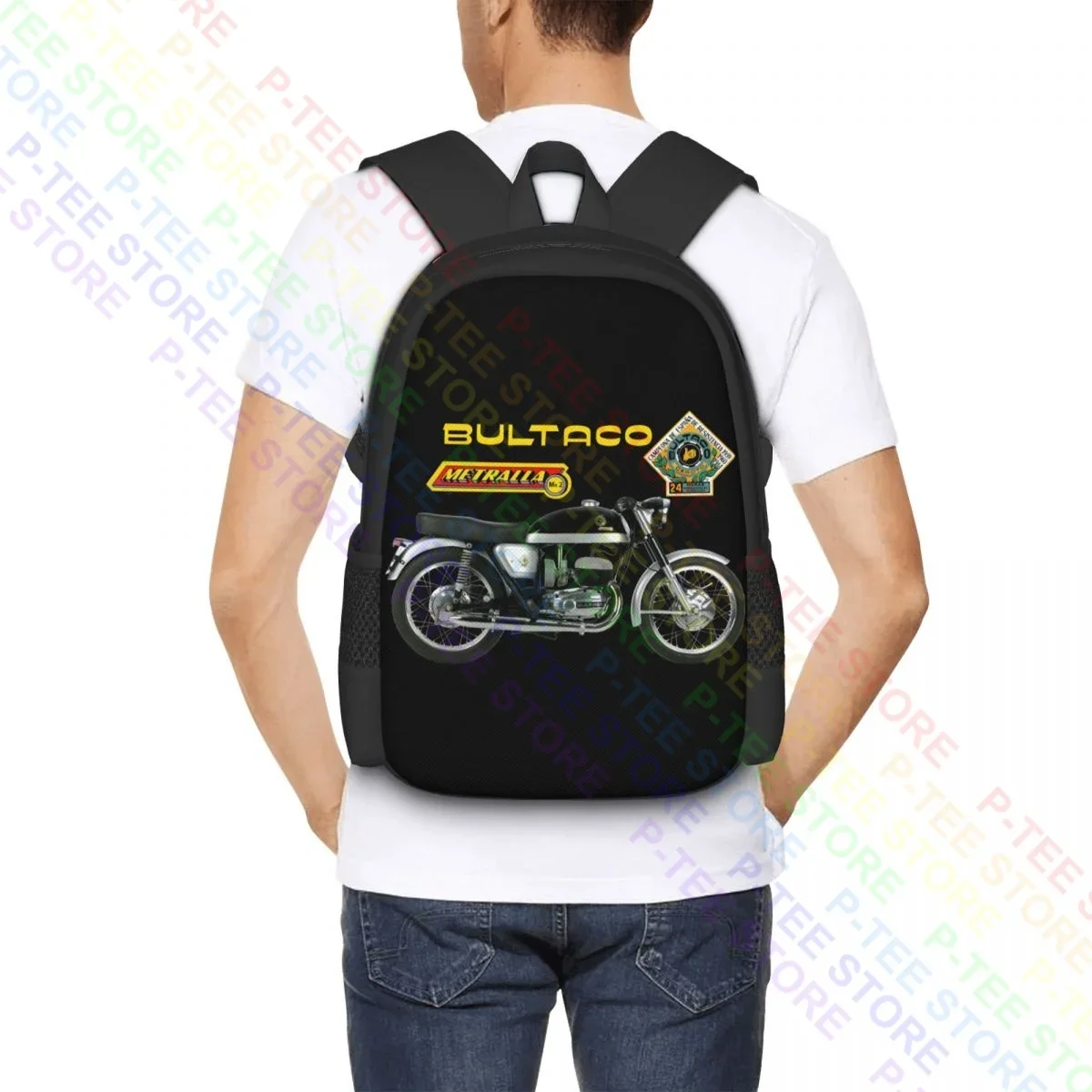 Bultaco Metralla Mk2 Motorcycle P-341Backpack Large Capacity Foldable Art Print