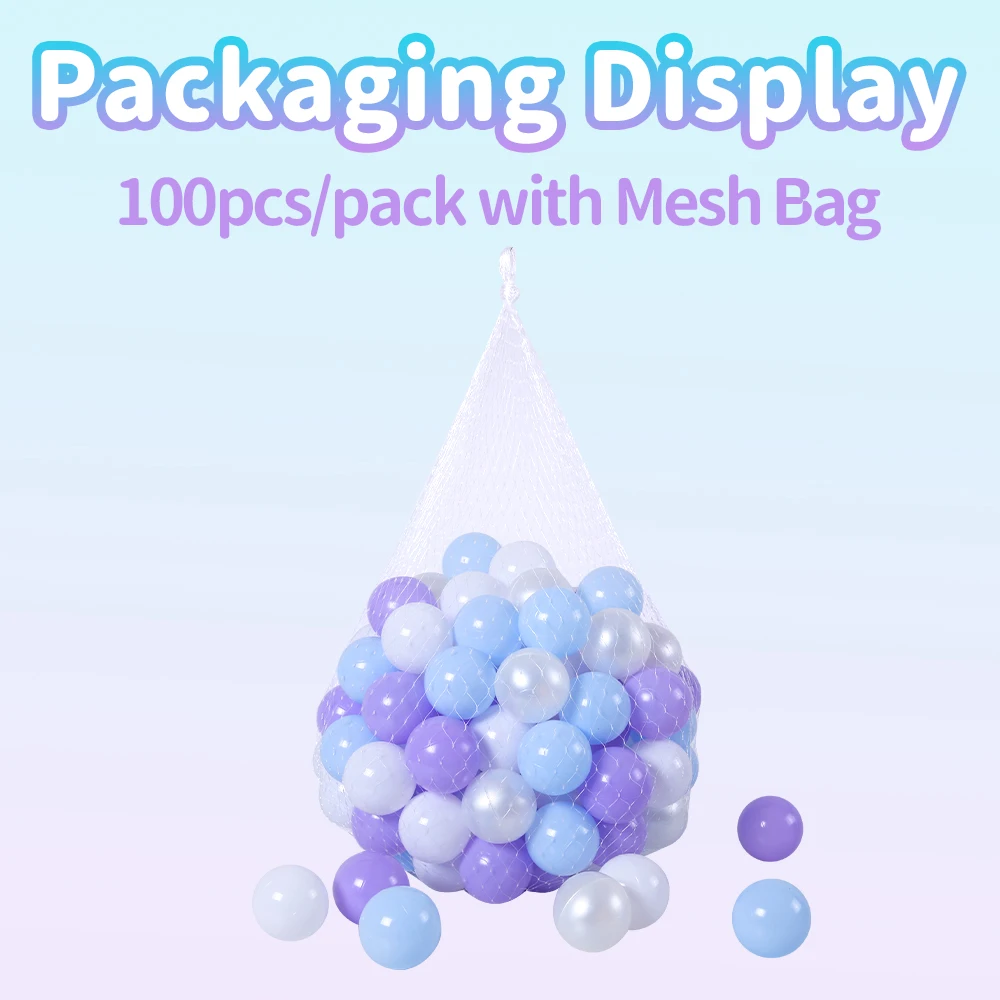 5.5CM 100pcs PE Ball Pit Balls Crush Proof Plastic Balls With Reusable Net Bag for Kids Activity Center Play House Toys