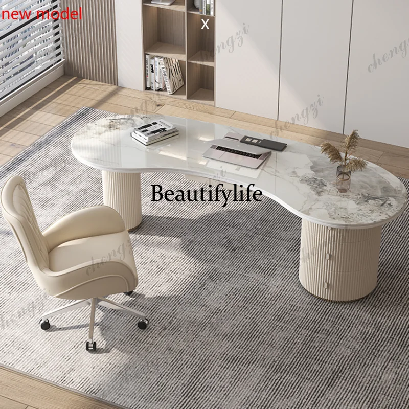 Rock slab desk computer desk integrated, household small apartment high-end, deskN138