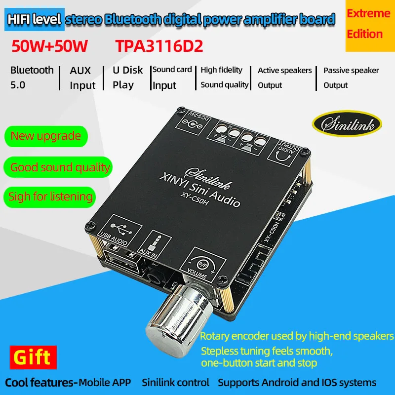 C100H C50H 2.1 Channel TPA3116 Bluetooth Amplifier Board C100L C50L C15H AP3050D 50Wx2 speaker Stereo Audio AMP Board Module