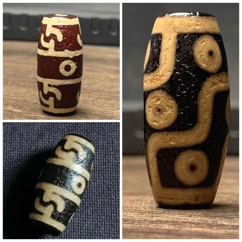 Master Dharma-Vessel Beads Tooth Yellow Nine Eyes Old Agate Pendant Ethnic Ancient Style Accessories