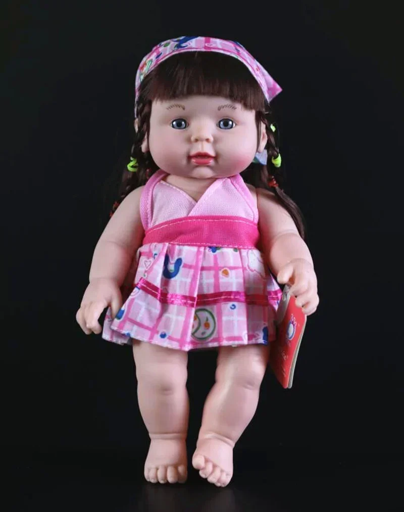 [Engraçado] muito fofo 30cm olhos azuis bandana saia menina boneca reborn bebê bonecas recém-nascidas modelo figuras crianças presente da menina