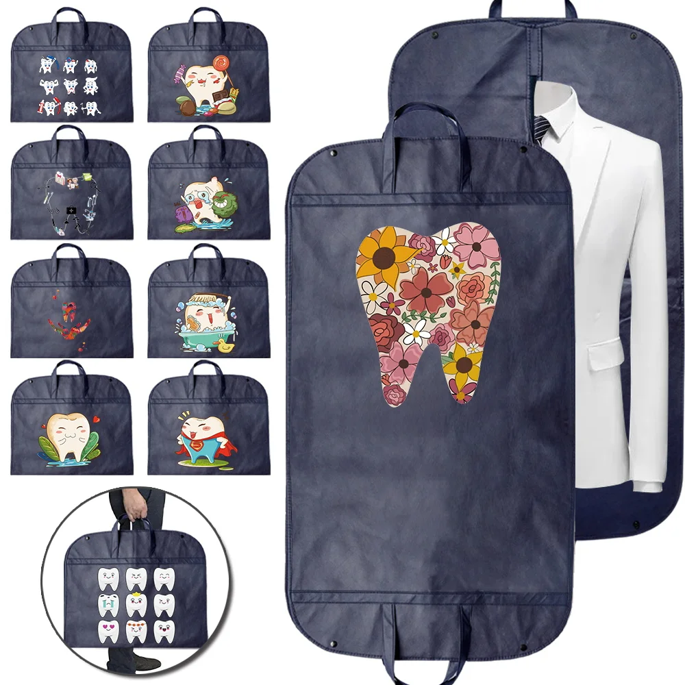 Zipper Enclosed Clothes Dust-proof Cover Blue Household Garment Protector Fully Cover Bag New Teeth Pattern Hanging Storage Bags