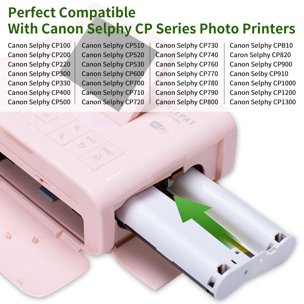 KP-108IN 3 Color Ink Cartridge&108 Sheets Paper Compatible for Canon Portable Photo Printer CP800 CP910 CP1200 CP1300 CP1500