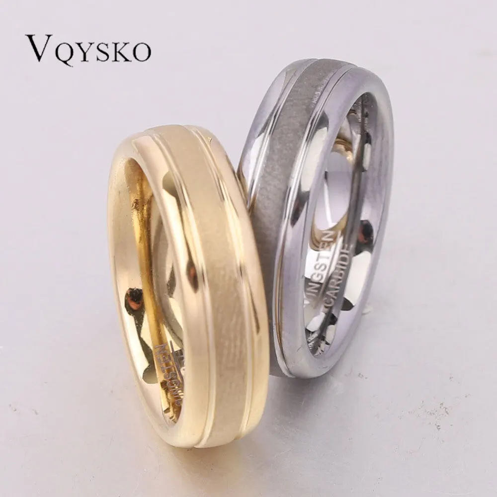 

Gold Color Matte Tungsten Ring Couple for Men Women Classic Wedding Engagement Band 6mm Special Valentine's Day gift for lover