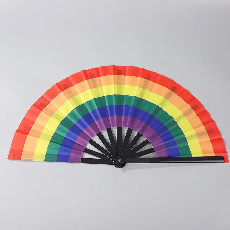 *New Gradient Colorful Rainbow Handheld Fan Cooling Decorative Folding Dance Fan Pride Day Portable Chinese Kung Fu Fan Carnival
