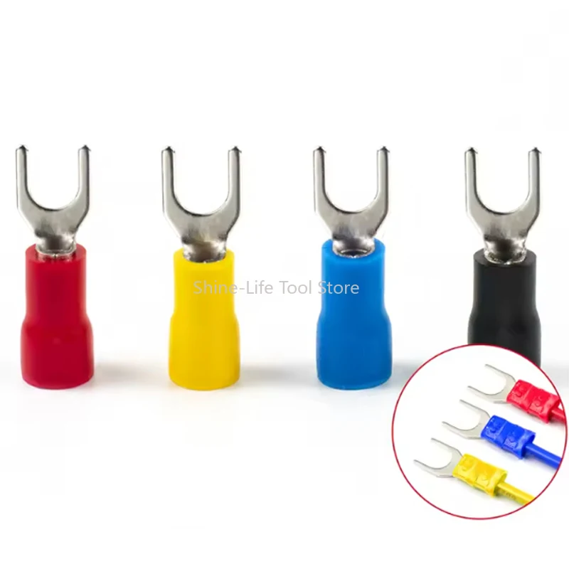 U-shaped Crimping Joint Cold Pressed PVC Insulate SV Forked Terminal Block SV1.25-3~SV5.5-6 Cable End Crimp Connector
