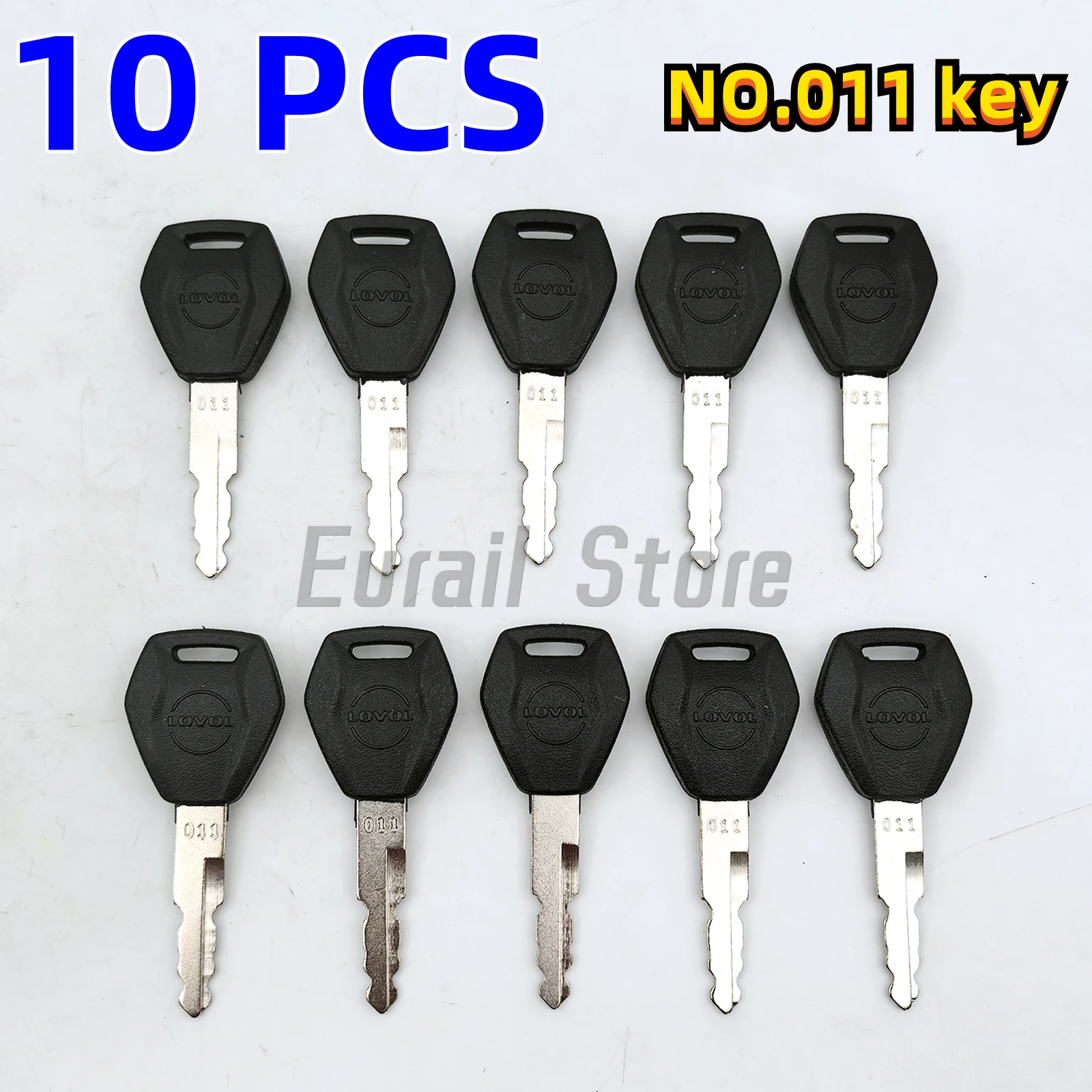 10PC Serial Number 011 Key new style For Lovol Excavator FR60 75 80 150 220 260 330 360 ignition switch、door opening key