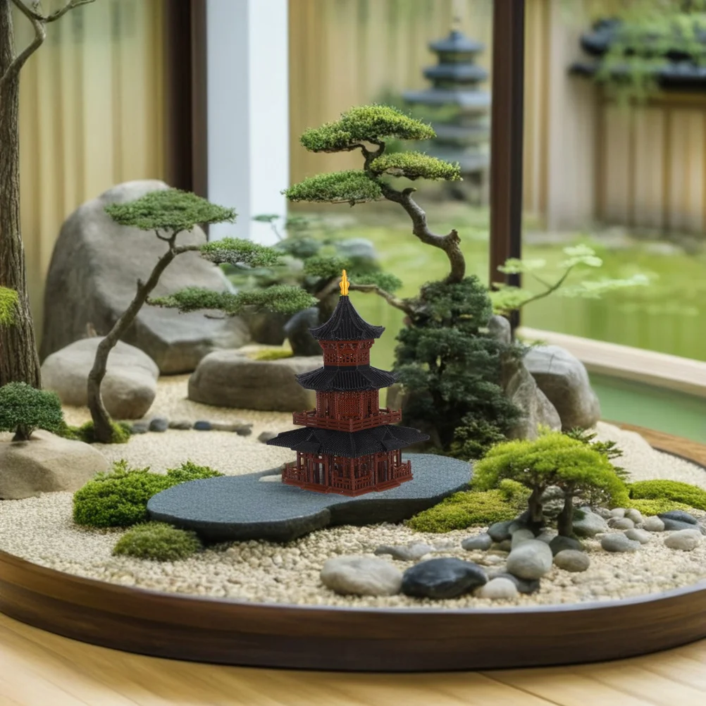 

Asian Fish Tank Decor Miniature Pavilion Sculpture Zen Garden Ornaments Desktop Bonsai Setup Fairy Garden Accessories