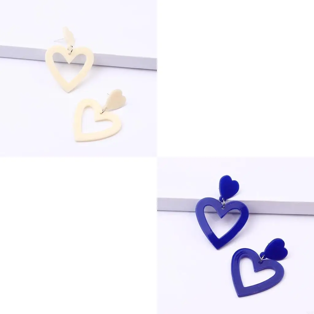 

Комплект из 3 пар акриловых серег в виде сердечек, элегантный и удобный ювелирный аксессуар для модных женщин, стильная одежда