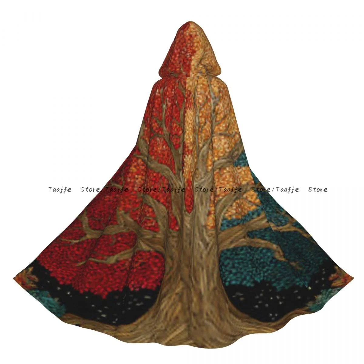 Capa de Bruja con Capucha y Follaje Trípartito de Árbol Místico, Disfraz de Cosplay para Halloween, Capa Larga para Adultos, Ideal para Fiestas