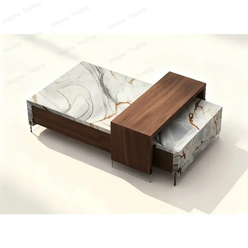 Italian natural marble coffee table TV cabinet living room high-end large flat floor high-end household luxury stone