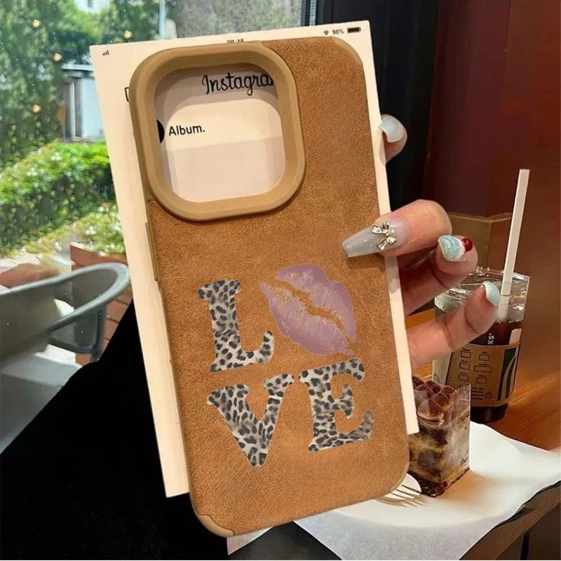

Leopard Love You Phone Case For iPhone 15 17 16 14 11 13 12 Pro Max 17 Air XS X XR For iPhone 14 15 16 Plus Faux Leather Cover