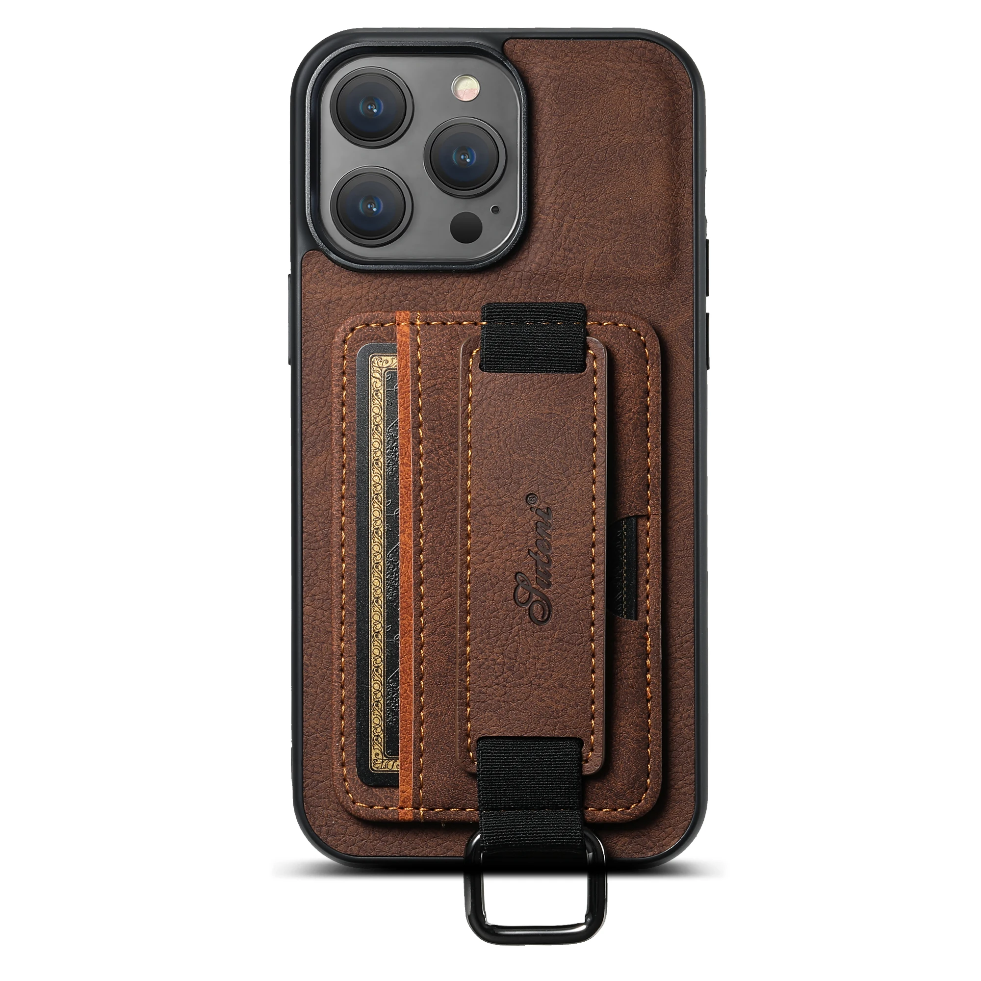 SUTENI Lychee-Haut-Print Handgelenkband Karten-Handyhülle Kartenhalter für iPhone 17 Pro Max 16 Plus 15 14 13 12 11 XR XS – Detail 30