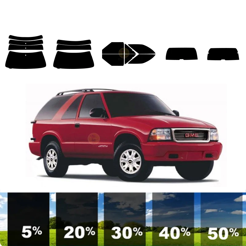 precut Removable Window Tint Film For Car 100% UVR 5%-35%VLT Heat Insulation Carbon ﻿For GMC JIMMY 2 DR SUV 1995-2005