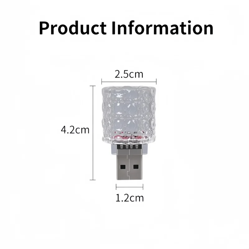 Car Mini USB Colorful Multi Mode LED Interior Atmosphere Light Touch Switch Adjustable Brightness Plug and Play Portable Light