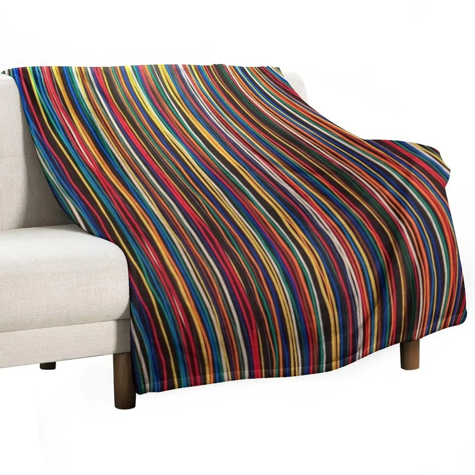 

Multicoloured abstract Stripes - Fine Lines Throw Blanket Warm Decorative Throw Shaggy Blankets