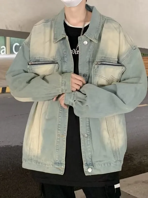 ملابس خارجية جديدة غير رسمية من قماش الدنيم لعام 2025 ملابس خارجية فضفاضة للرجال للخريف للأزواج في سن المراهقة مزيج من القطن ex Jaet Faionable Bf Sle #3