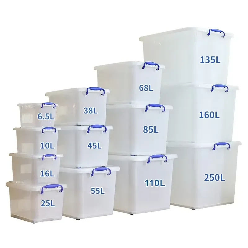 PP Plastic Rectangular Office Storage Box Transparent Stackable Modern Style Multi Functional Sundries Organizer 20-35L Large