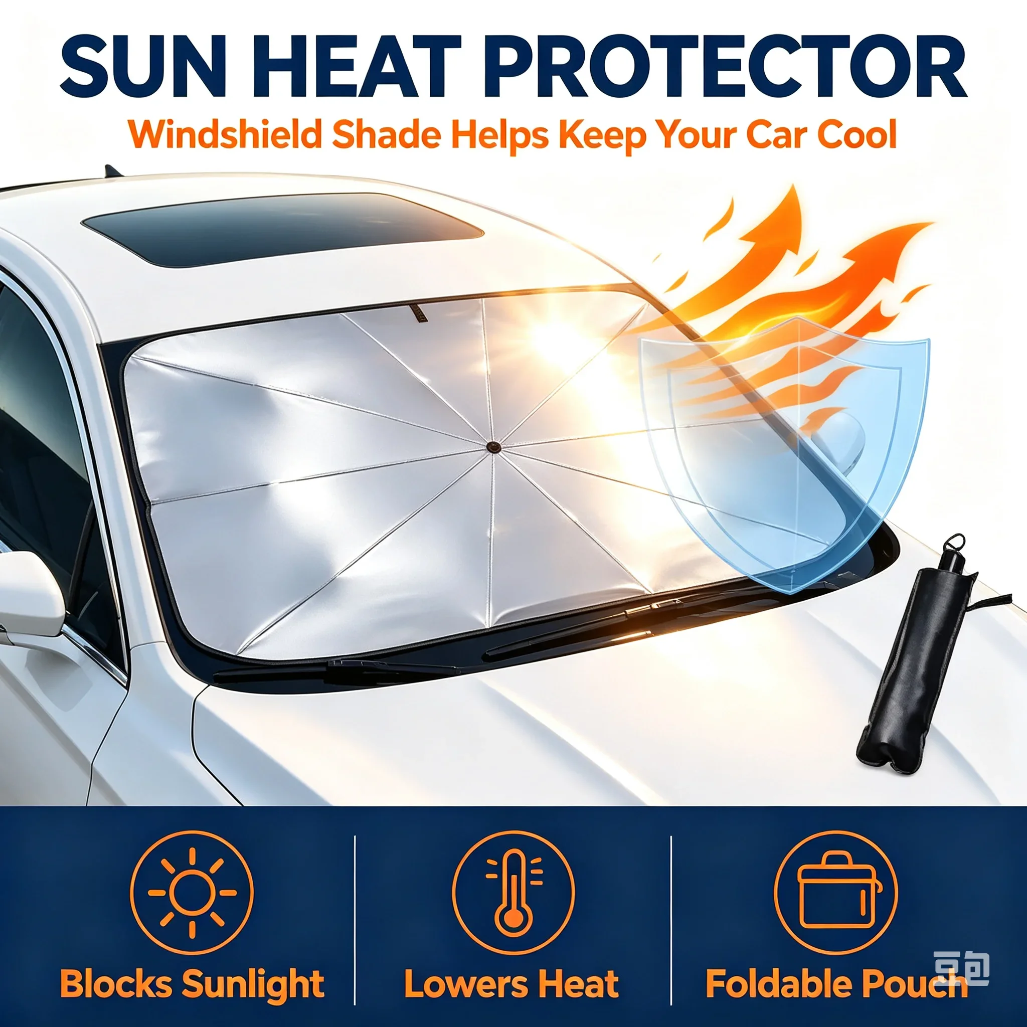Car Sunshade Umbrella Shade Protector Parasol Summer Sun Interior Windshield Protection Accessories For Auto Shading