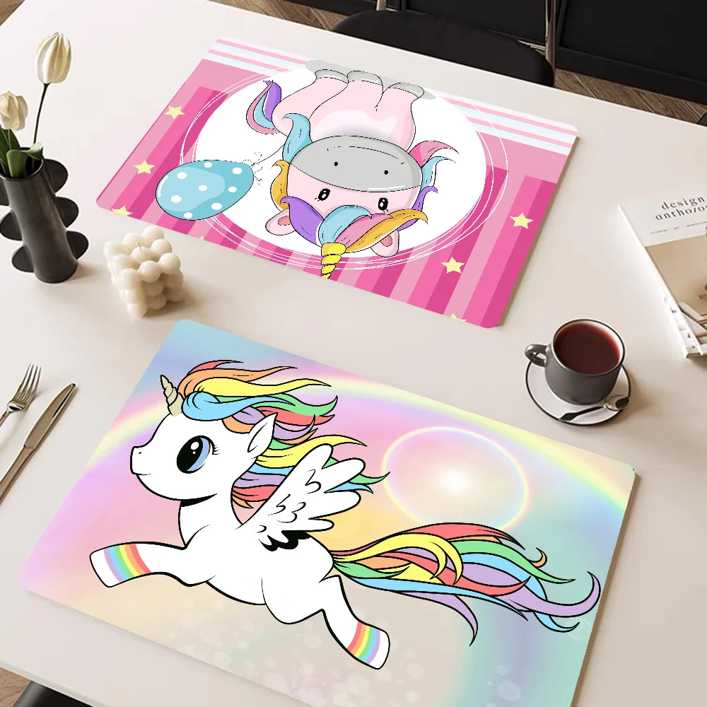 Cute Unicorn Kitchen Draining Mat Non-slip Drain Dish Mats Coffee Pad Heat Resistant Placemat Dinnerware Dustproof Pads