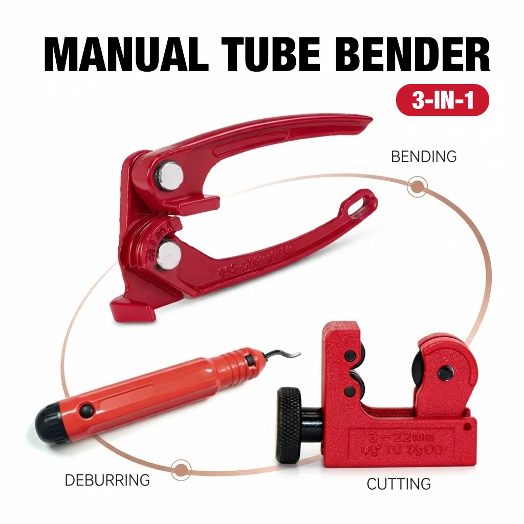 3-In-1 Manual Copper Tube Bender Set 90° Tubing Bender Fuel Brake Pipe Bender Hand Tool for 1/8'' 3/16'' 1/4'' Aluminum alloy