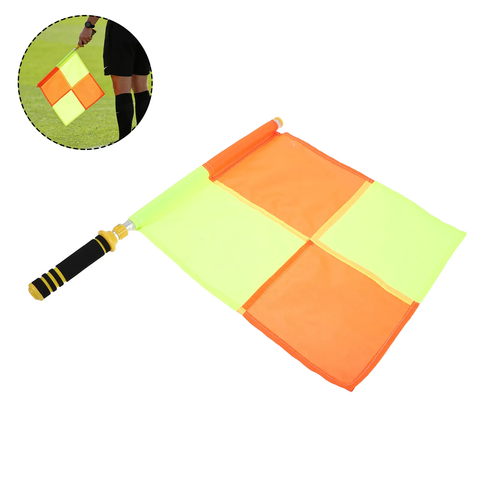 

Набор флагов для футбольных судей: флаги ассистентов судей, шесты из алюминиевого сплава, ручки из пеноматериала. Спортивное оборудование для футбольных судей и спортивных мероприятий.