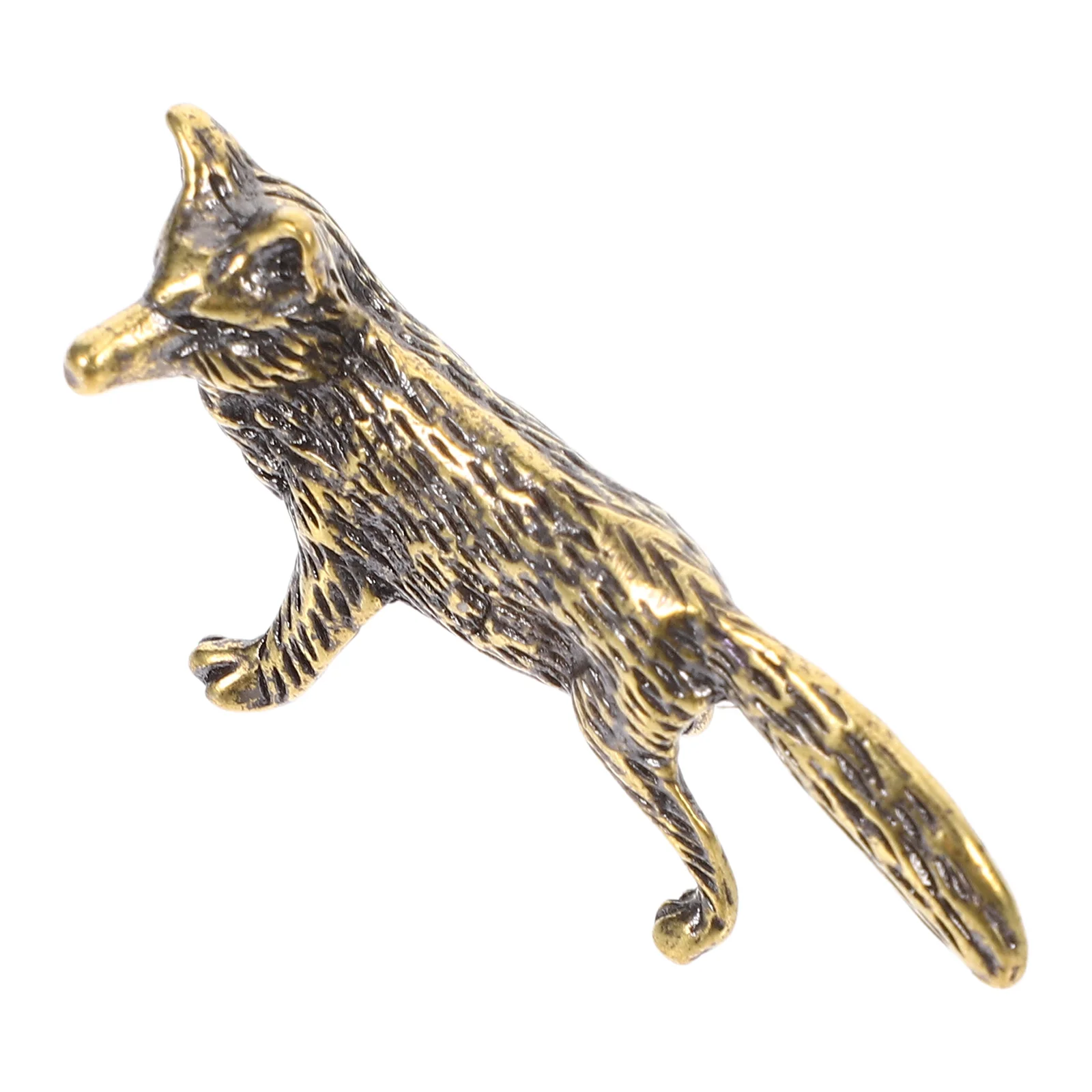 Mini Fox Brass Ornament Golden Desktop Retro Style Animal Craft Decorative Brass Adornment Home Office Table Decor