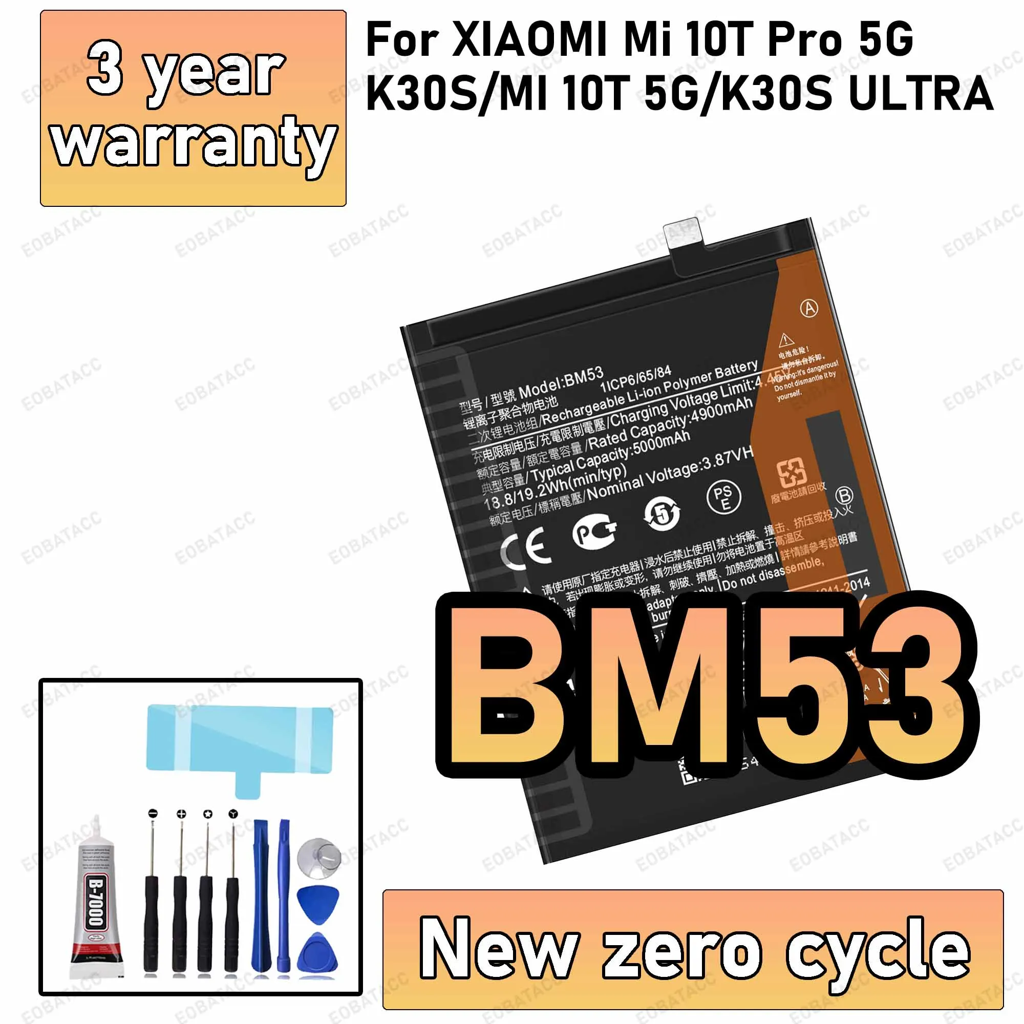 100% New High Quanlity BM53 Battery For XIAOMI Mi 10T Pro 5G/K30SMI 10T 5G/K30S ULTRA Replacement Batteria Battery+Free Tools