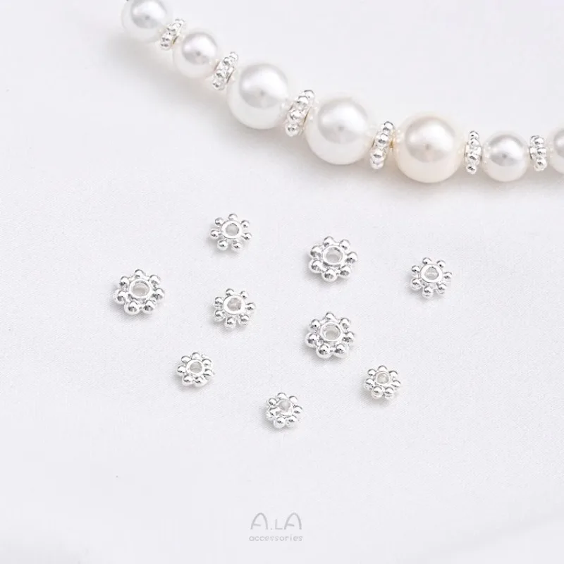 Thick Silver Snow Plating, Silver Bead Spacer, Handmade Beaded Bead Spacer Accessories DIY Handmade Jewelry Materials
