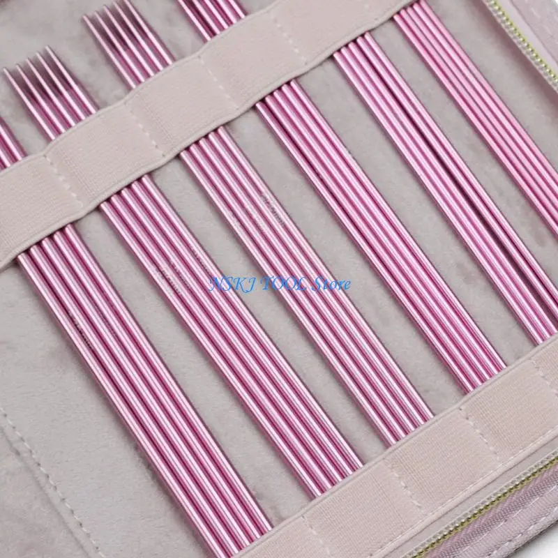 L8RC 11Pairs Aluminum Knitting Needle Double Ended Sweater Needle for Weaving Craft