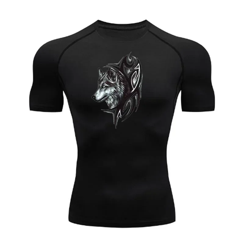 

Wolf men's T-shirt fashion casual top sports fitness T-shirt
